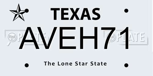 AVEH71 Texas License Plate