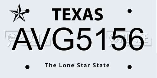 AVG5156 Texas License Plate