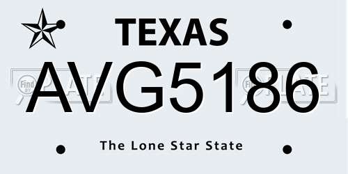 AVG5186 Texas License Plate