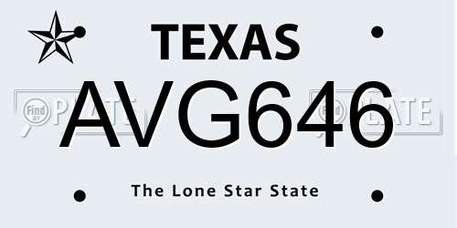 AVG646 Texas License Plate