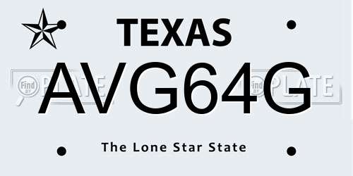 AVG64G Texas License Plate