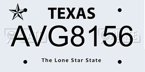 AVG8156 Texas License Plate