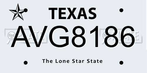 AVG8186 Texas License Plate