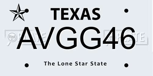 AVGG46 Texas License Plate