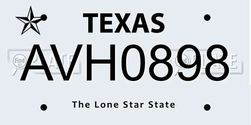 AVH0898 Texas License Plate