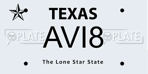 AVI8 Texas License Plate