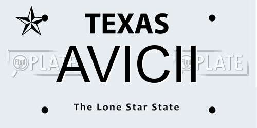 AVICII Texas License Plate