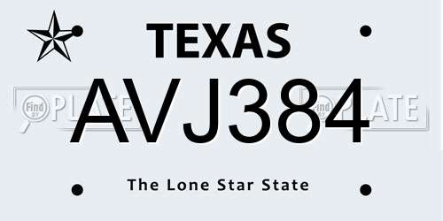 AVJ384 Texas License Plate