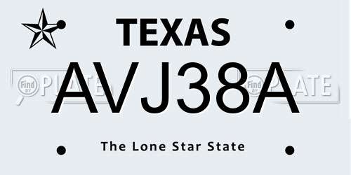 AVJ38A Texas License Plate
