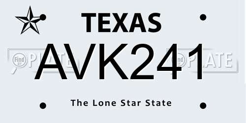 AVK241 Texas License Plate