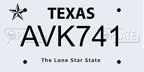 AVK741 Texas License Plate
