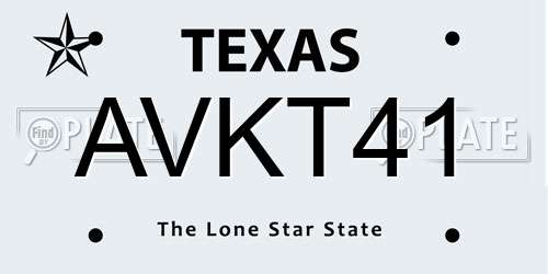 AVKT41 Texas License Plate