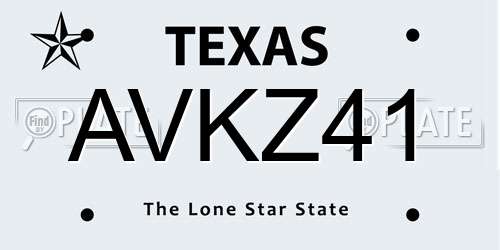 AVKZ41 Texas License Plate