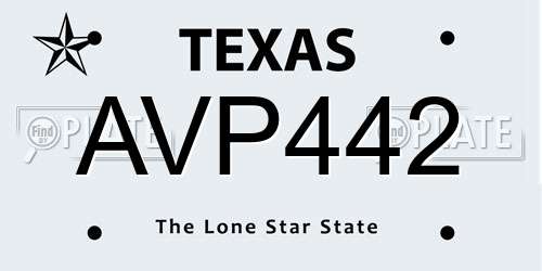 AVP442 Texas License Plate