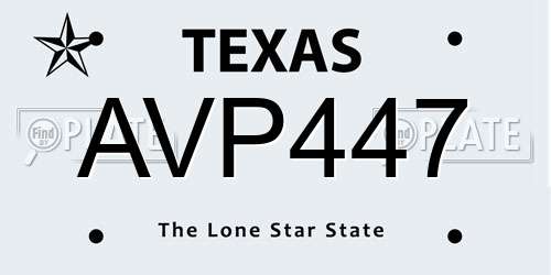 AVP447 Texas License Plate