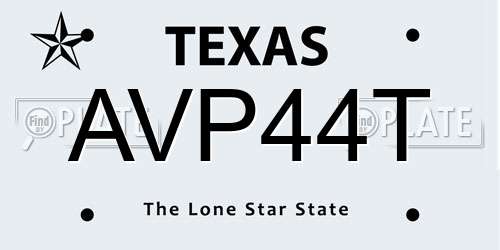 AVP44T Texas License Plate