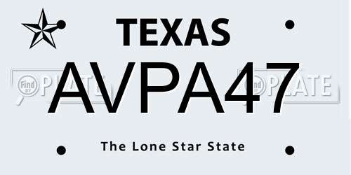 AVPA47 Texas License Plate