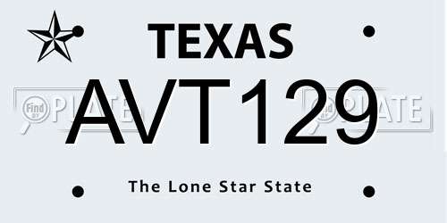 AVT129 Texas License Plate
