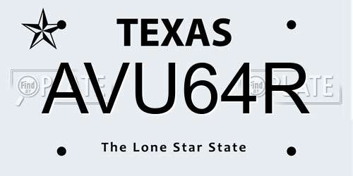 AVU64R Texas License Plate