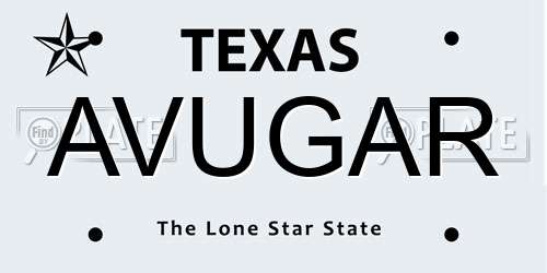 AVUGAR Texas License Plate