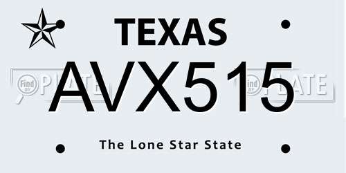 AVX515 Texas License Plate