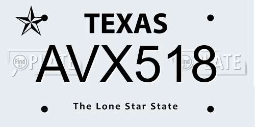 AVX518 Texas License Plate