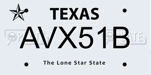 AVX51B Texas License Plate