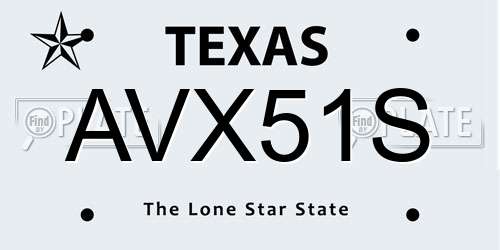 AVX51S Texas License Plate