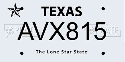 AVX815 Texas License Plate