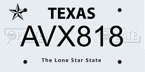 AVX818 Texas License Plate