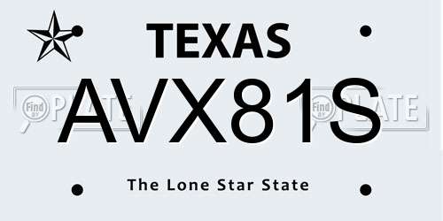 AVX81S Texas License Plate