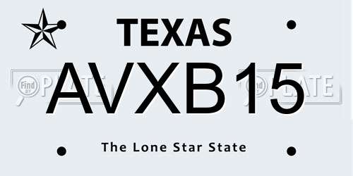 AVXB15 Texas License Plate