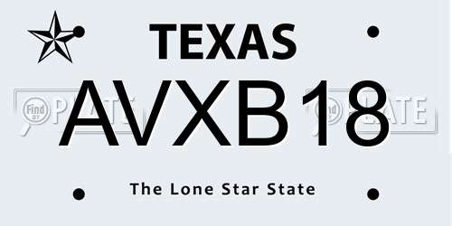 AVXB18 Texas License Plate