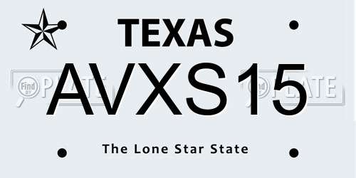 AVXS15 Texas License Plate
