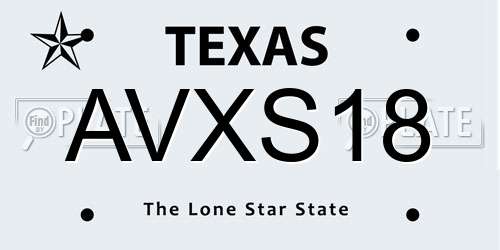 AVXS18 Texas License Plate
