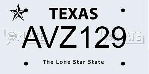 AVZ129 Texas License Plate