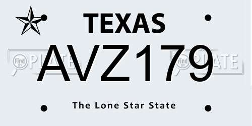 AVZ179 Texas License Plate