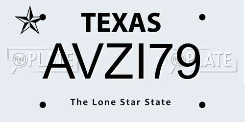 AVZI79 Texas License Plate