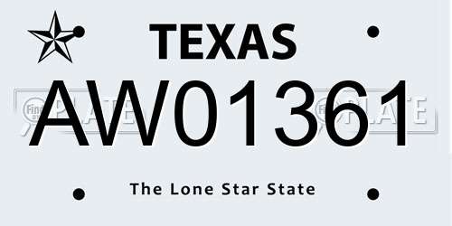 AW01361 Texas License Plate