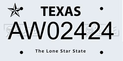 AW02424 Texas License Plate