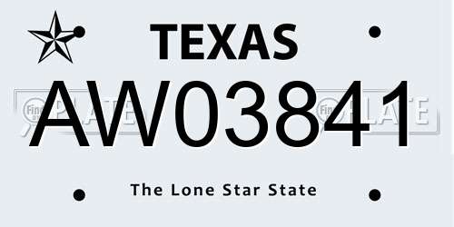 AW03841 Texas License Plate