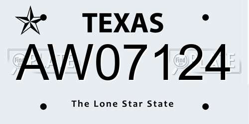 AW07124 Texas License Plate