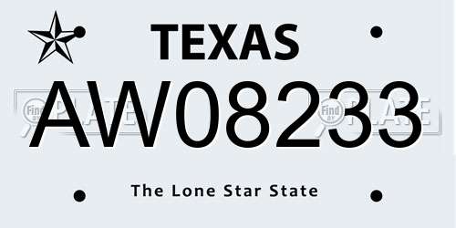 AW08233 Texas License Plate