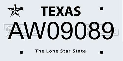 AW09089 Texas License Plate