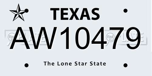 AW10479 Texas License Plate