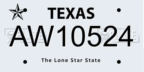 AW10524 Texas License Plate