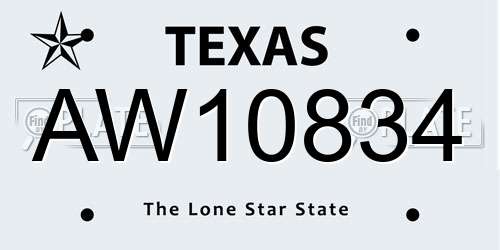 AW10834 Texas License Plate