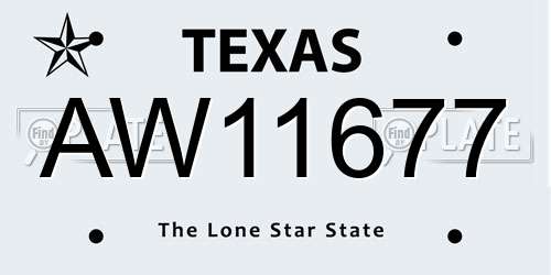 AW11677 Texas License Plate