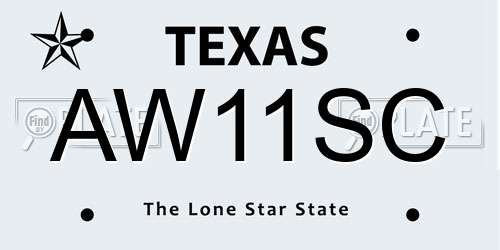 AW11SC Texas License Plate