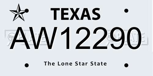 AW12290 Texas License Plate